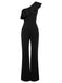 1950s Solid One Shoulder Ruffled Jumpsuit, vintage romper, retro jumpsuit - perfect for women who love vintage and retro fashion