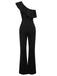 1950s Solid One Shoulder Ruffled Jumpsuit, vintage romper, retro jumpsuit - perfect for women who love vintage and retro fashion