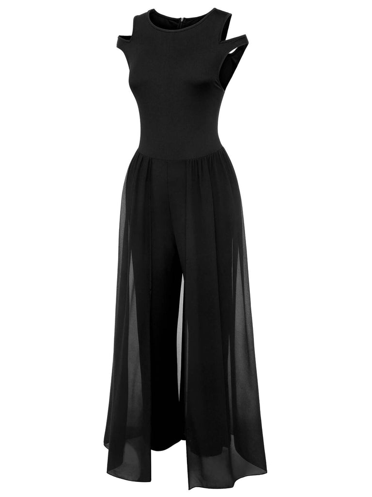 1950s Solid Patchwork Sleeveless Cutout Jumpsuit, vintage romper, retro jumpsuit - perfect for women who love vintage and retro fashion