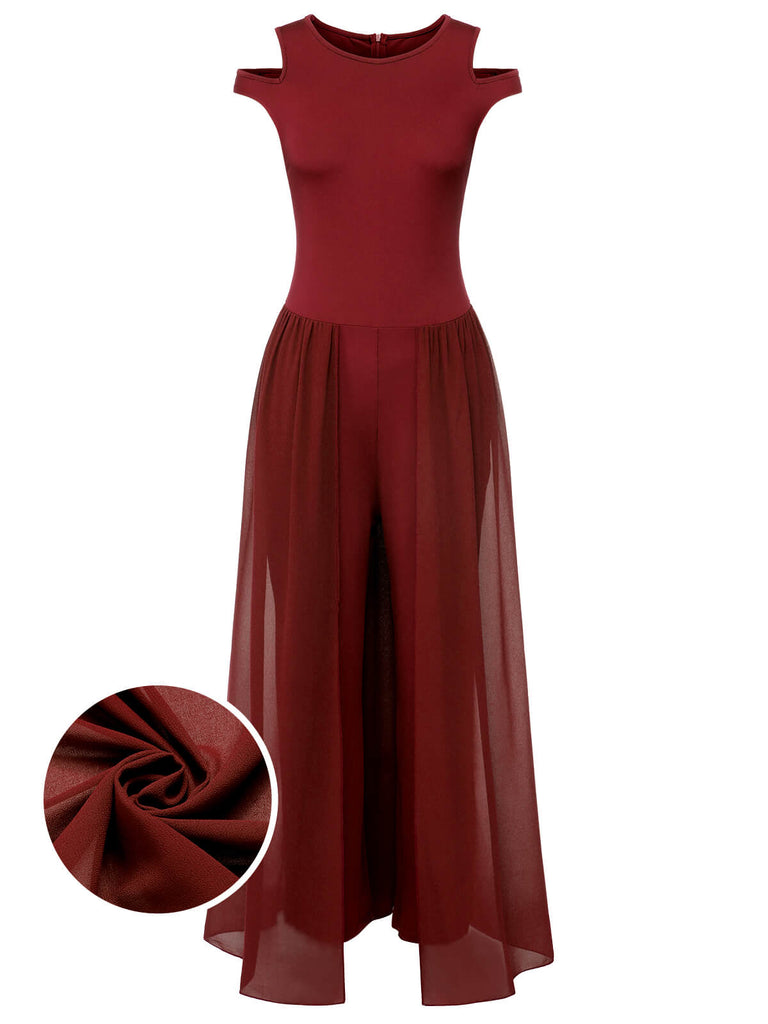1950s Solid Patchwork Sleeveless Cutout Jumpsuit, vintage romper, retro jumpsuit - perfect for women who love vintage and retro fashion