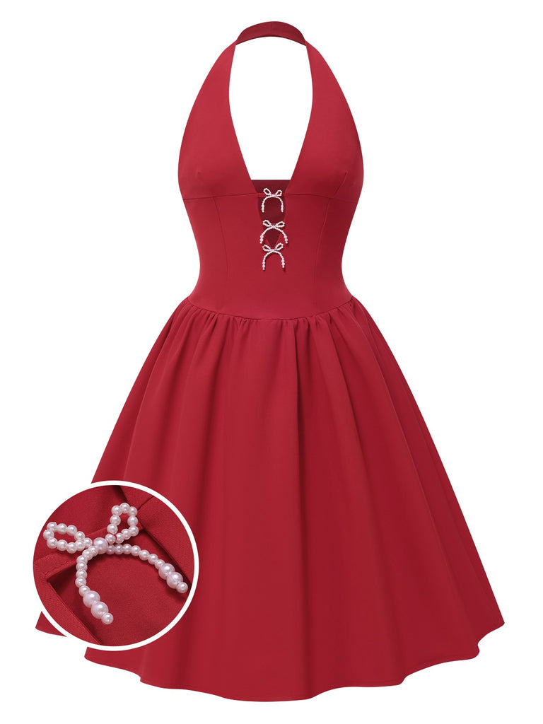 1950s Solid Bow Halter Dress — a 1950s silhouette that turns sidewalks into runways