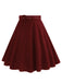 1950s Solid Pleated Button Belted Skirt: 1950s grace for the woman who dances through life