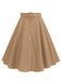 She sways in this 1950s Solid Pleated Button Belted Skirt and it's pure 1950s magic