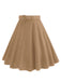 1950s Solid Pleated Button Belted Skirt: 1950s grace for the woman who dances through life