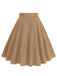 This 1950s Solid Pleated Button Belted Skirt spins 1950s stories with every step