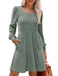 1950s Solid Ribbed Square Neck Long-Sleeve Dress - vintage dress, retro fashion, rockabilly