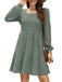 1950s Solid Ribbed Square Neck Long-Sleeve Dress - vintage dress, retro fashion, rockabilly