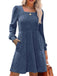 1950s Solid Ribbed Square Neck Long-Sleeve Dress - vintage dress, retro fashion, rockabilly