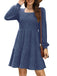 1950s Solid Ribbed Square Neck Long-Sleeve Dress - vintage dress, retro fashion, rockabilly
