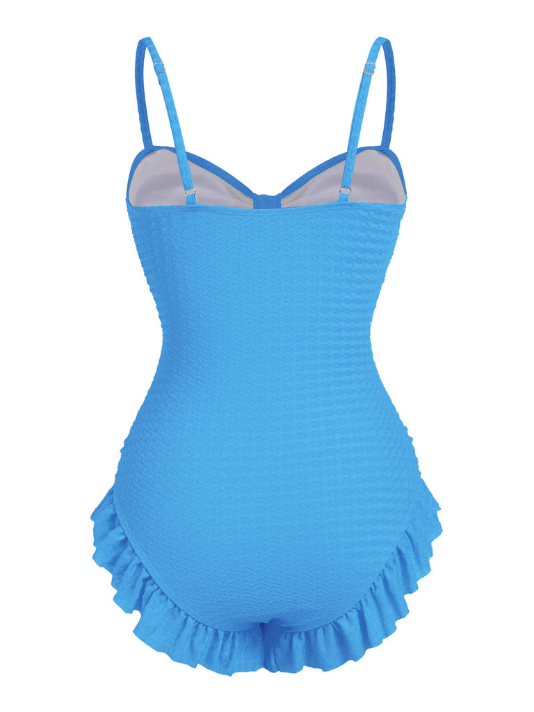 1950s Solid Ruched Swimsuit: 1950s Riviera elegance, reimagined for her