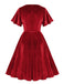 1950s Solid Ruffle Sleeves Velvet Dress: where 1950s romance meets her modern spirit