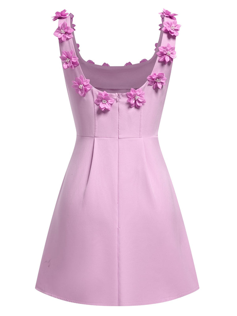 1950s Solid Scoop Neck 3D Floral Dress, vintage dress, retro fashion, rockabilly, pin-up fashion - perfect for women who love vintage and retro fashion