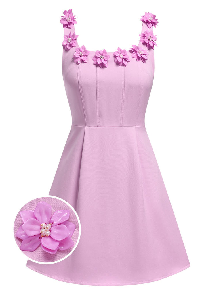 1950s Solid Scoop Neck 3D Floral Dress, vintage dress, retro fashion, rockabilly, pin-up fashion - perfect for women who love vintage and retro fashion
