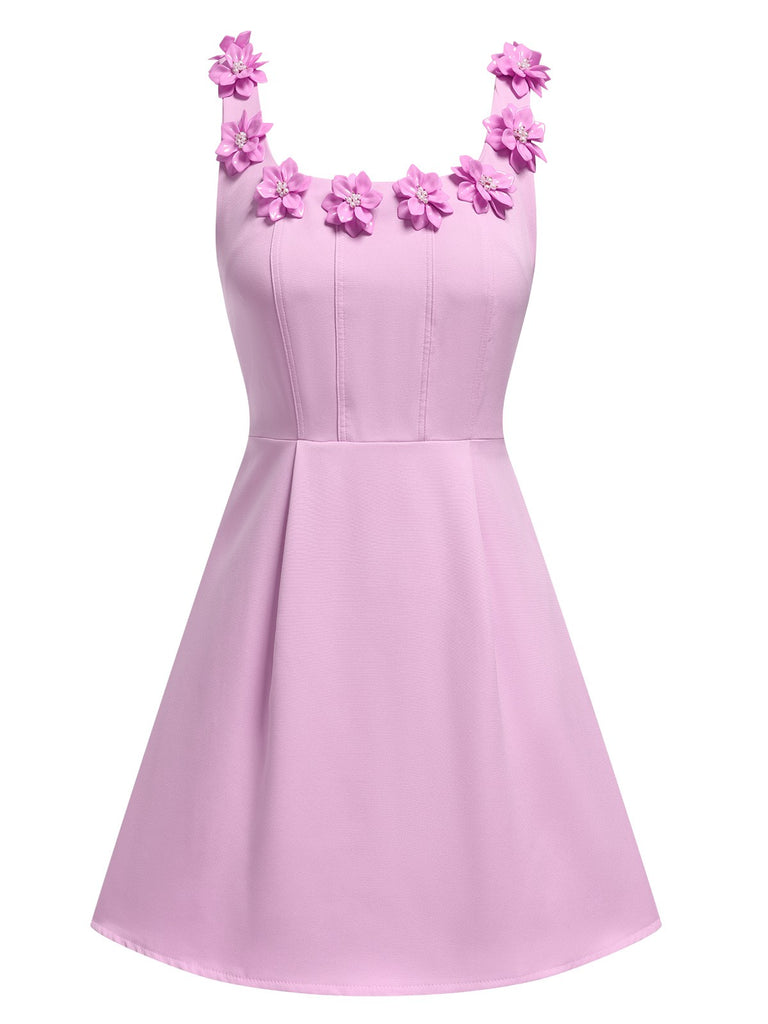 1950s Solid Scoop Neck 3D Floral Dress, vintage dress, retro fashion, rockabilly, pin-up fashion - perfect for women who love vintage and retro fashion
