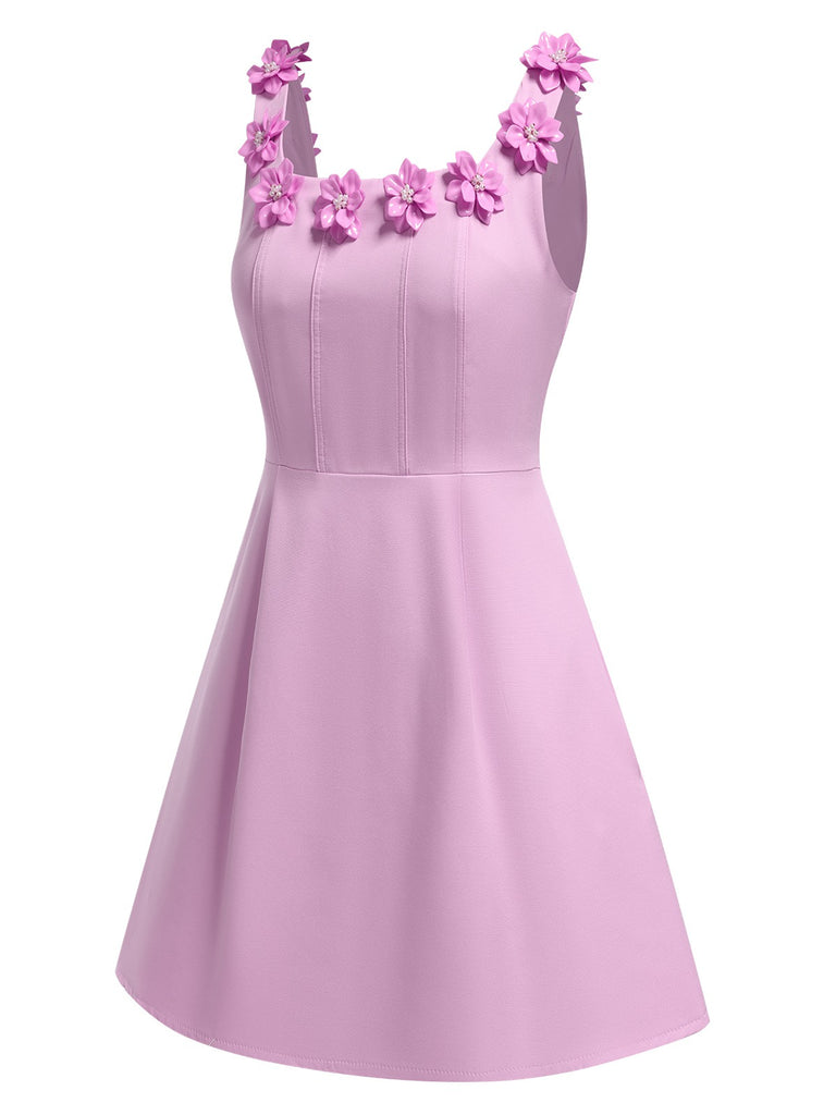 1950s Solid Scoop Neck 3D Floral Dress, vintage dress, retro fashion, rockabilly, pin-up fashion - perfect for women who love vintage and retro fashion