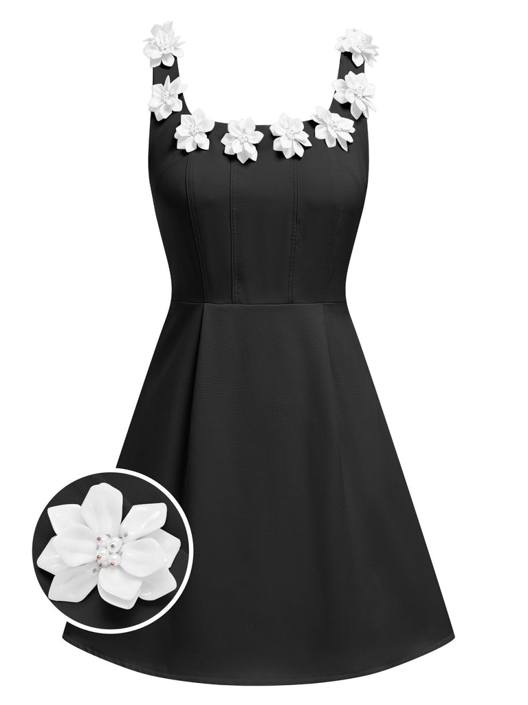 1950s Solid Scoop Neck 3D Floral Dress, vintage dress, retro fashion, rockabilly, pin-up fashion - perfect for women who love vintage and retro fashion