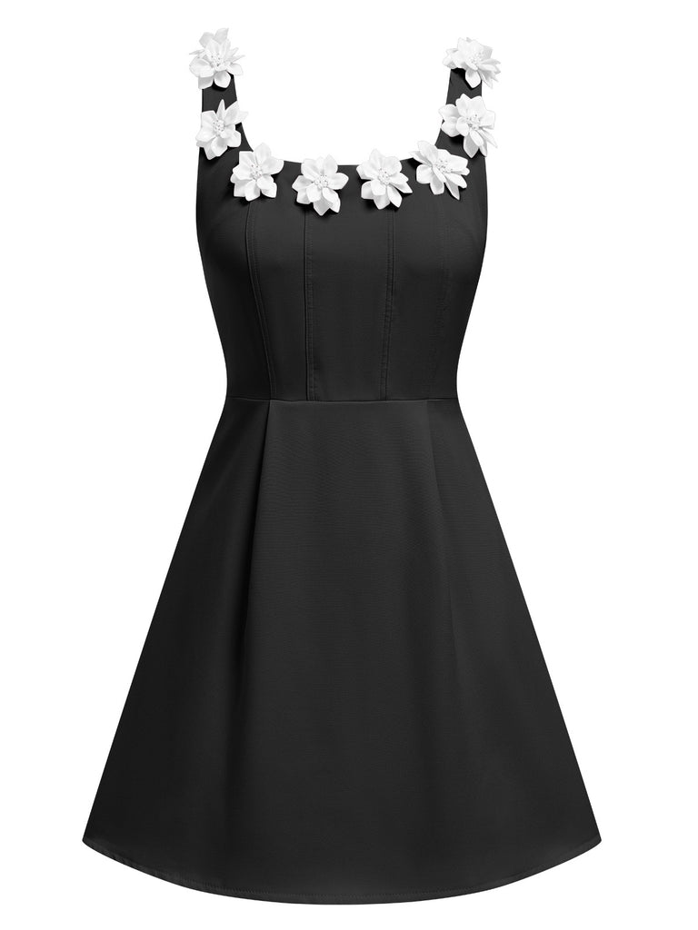 1950s Solid Scoop Neck 3D Floral Dress, vintage dress, retro fashion, rockabilly, pin-up fashion - perfect for women who love vintage and retro fashion