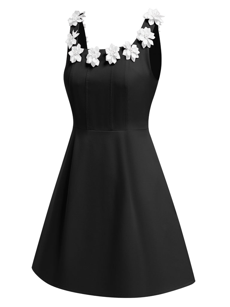 1950s Solid Scoop Neck 3D Floral Dress, vintage dress, retro fashion, rockabilly, pin-up fashion - perfect for women who love vintage and retro fashion