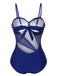 1950s Solid Semi-Sheer Back Tie Swimsuit, vintage swimsuit, pin-up swimwear - perfect for women who love vintage and retro fashion