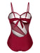 1950s Solid Semi-Sheer Back Tie Swimsuit, vintage swimsuit, pin-up swimwear - perfect for women who love vintage and retro fashion