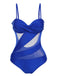 1950s Solid Semi-Sheer Back Tie Swimsuit, vintage swimsuit, pin-up swimwear - perfect for women who love vintage and retro fashion