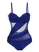 1950s Solid Semi-Sheer Back Tie Swimsuit, vintage swimsuit, pin-up swimwear - perfect for women who love vintage and retro fashion