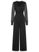 1950s Solid Sheer Sleeves V-Neck Jumpsuit, vintage romper, retro jumpsuit - perfect for women who love vintage and retro fashion