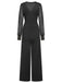 1950s Solid Sheer Sleeves V-Neck Jumpsuit, vintage romper, retro jumpsuit - perfect for women who love vintage and retro fashion