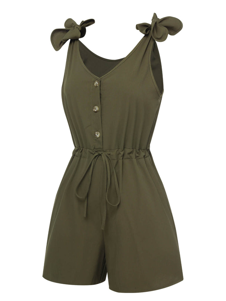 1950s Solid Shoulder Tie Sleeveless Romper: timeless 1950s elegance she makes her own