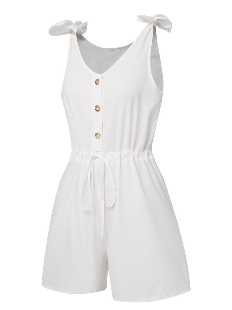 1950s Solid Shoulder Tie Sleeveless Romper: timeless 1950s elegance she makes her own