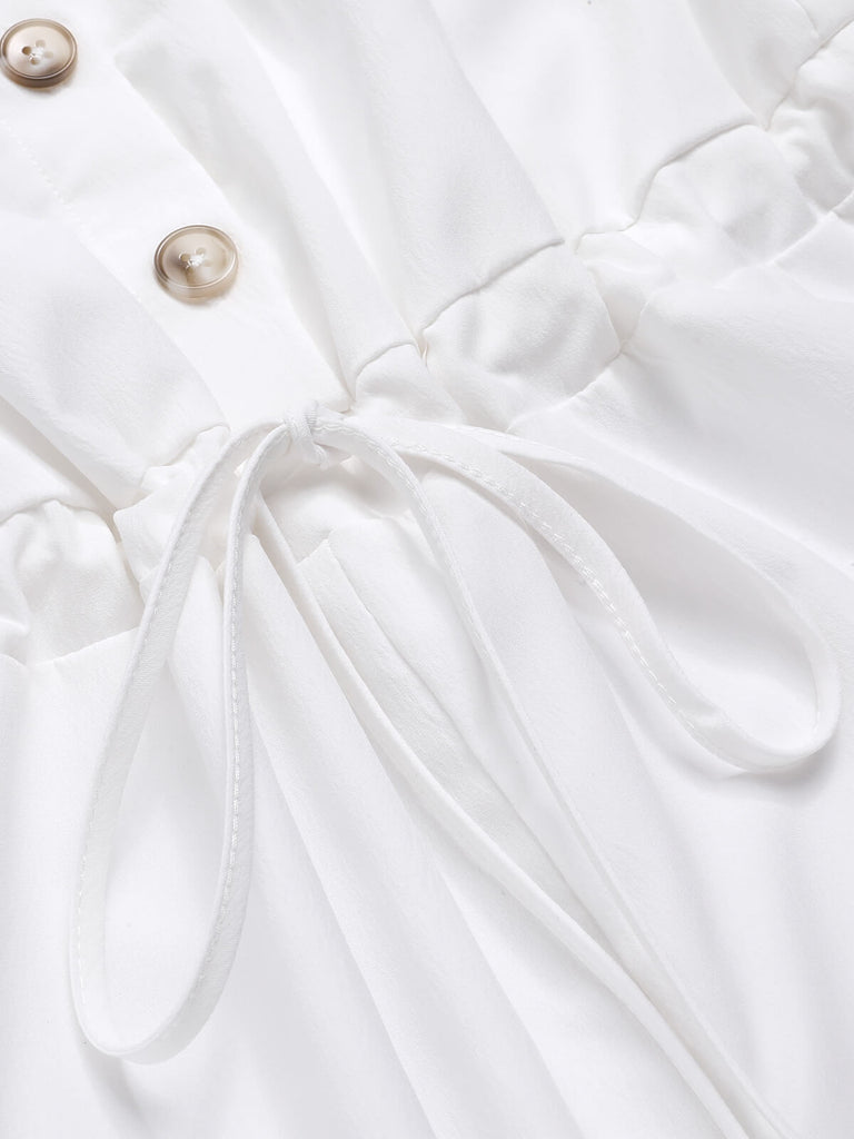 1950s Solid Shoulder Tie Sleeveless Romper — 1950s style that transcends decades