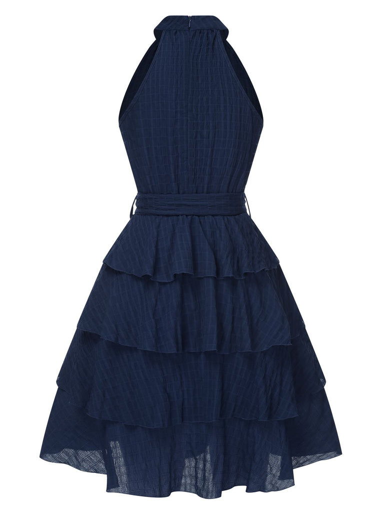 1950s Solid Sleeveless Belt Tutu Dress 1950s Solid Sleeveless Belt Tutu Dress
