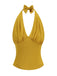 1950s Solid Sleeveless Halter Ruched Top - vintage fashion, retro style