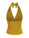 1950s Solid Sleeveless Halter Ruched Top - vintage fashion, retro style