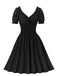 1950s Solid Smocked Waist Off-Shoulder Dress: timeless style reimagined
