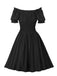 1950s Solid Smocked Waist Off-Shoulder Dress — vintage elegance for the modern woman