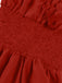 1950s Solid Smocked Waist Off-Shoulder Dress: timeless style reimagined