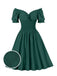 1950s Solid Smocked Waist Off-Shoulder Dress — vintage elegance for the modern woman