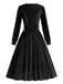 1950s Solid Square Neck Velvet Dress — a 1950s silhouette that turns sidewalks into runways