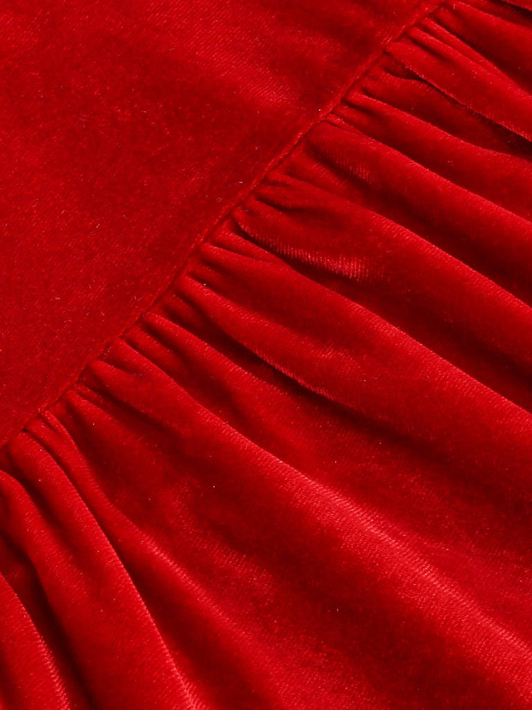 1950s Solid Square Neck Velvet Dress — a 1950s silhouette that turns sidewalks into runways