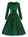 1950s Solid Square Neck Velvet Dress: where 1950s romance meets her modern spirit