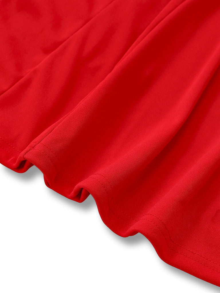 1950s Solid Square Neck Wide Strap Ruched Dress - vintage dress, retro fashion, rockabilly