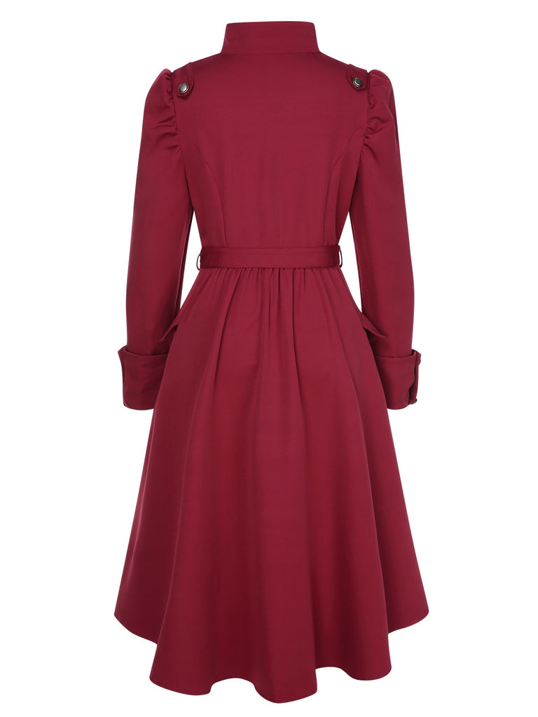 1950s Solid Stand Collar Button Coat - vintage outerwear, classic elegance for women
