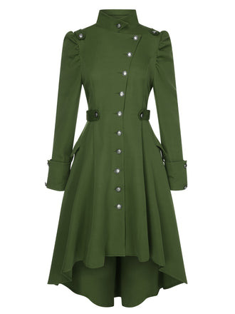1950s Solid Stand Collar Button Coat - vintage outerwear, classic elegance for women