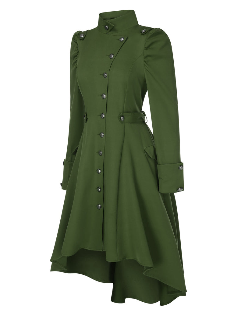 retro dress coat Steel Rose, Gothic Retro Long Sleeves Single Vent Back False 2pcs Maxi Trench Coat Vintage Fashion Dandy Long Spring Jacket
