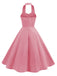 1950s Solid Sweetheart Neck Halter Dress — a 1950s silhouette that turns sidewalks into runways