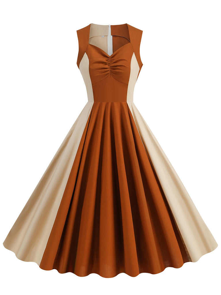 1950s Solid Sweetheart Neck Patchwork Dress, vintage dress, retro fashion, rockabilly, pin-up fashion - perfect for women who love vintage and retro fashion