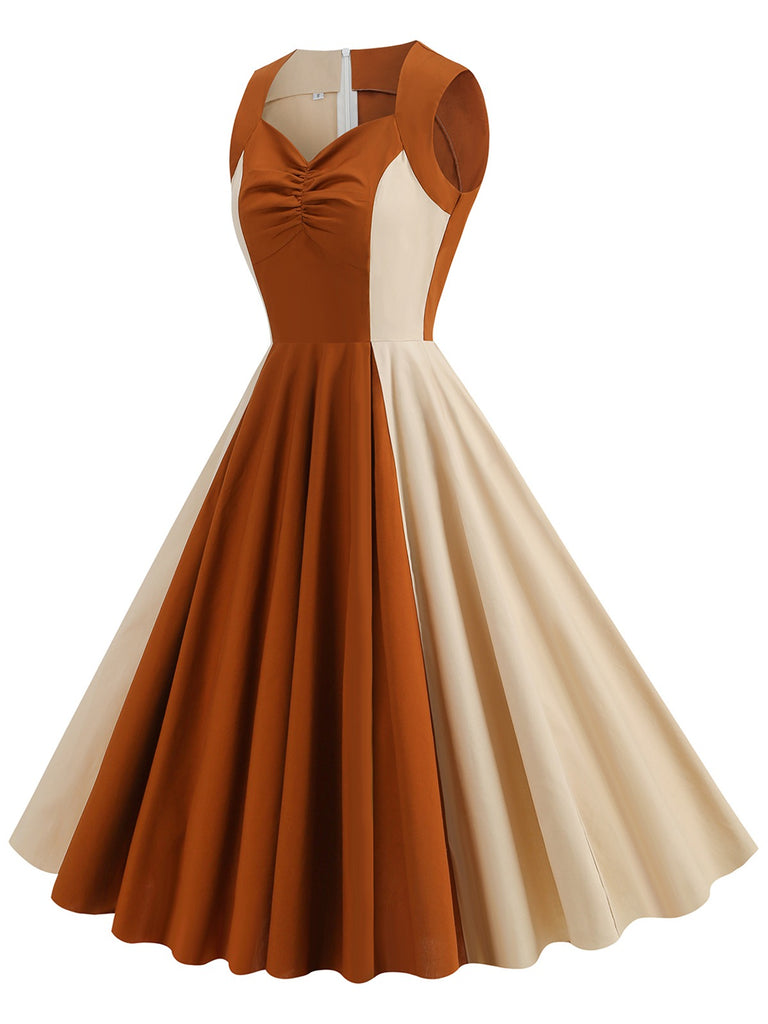 1950s Solid Sweetheart Neck Patchwork Dress, vintage dress, retro fashion, rockabilly, pin-up fashion - perfect for women who love vintage and retro fashion