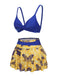 1950s Solid Top & Double Layer Printing Swimsuit, vintage top, retro blouse - perfect for women who love vintage and retro fashion