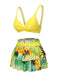1950s Solid Top & Double Layer Printing Swimsuit, vintage top, retro blouse - perfect for women who love vintage and retro fashion